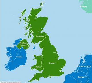 A map of the UK and Ireland