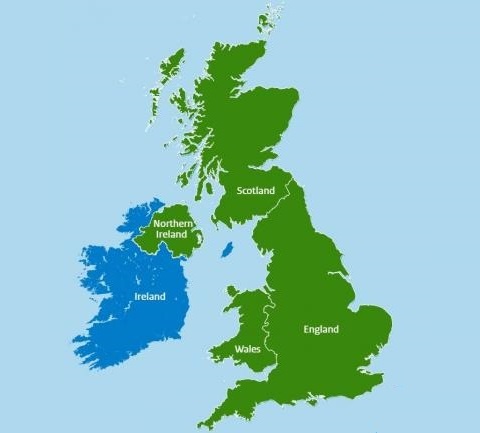 A map of the UK and Ireland